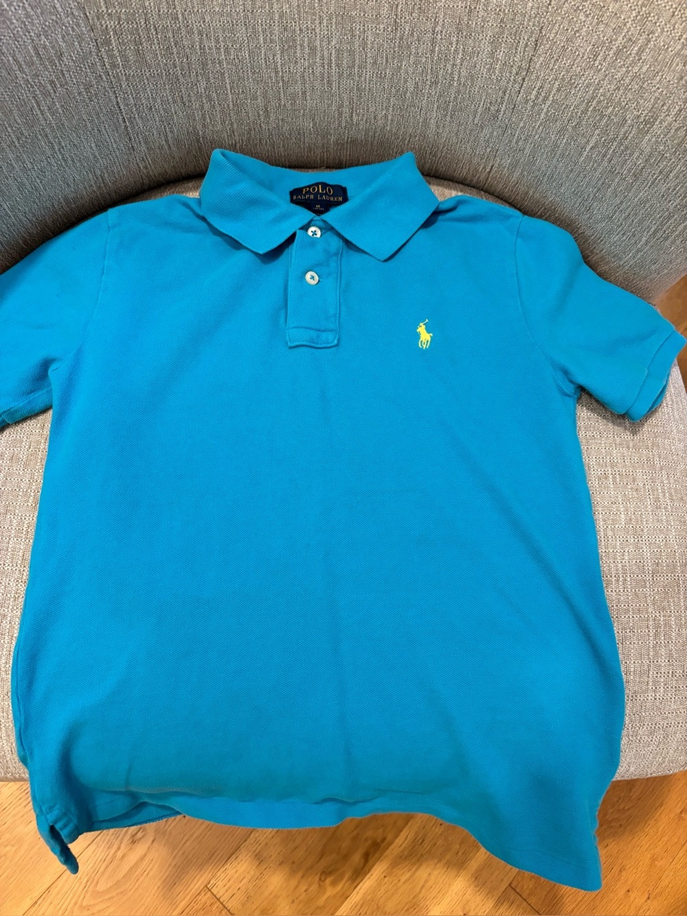 Classic Polo by Ralph Lauren Boys' Teal Polo with Yellow Pony Preppy Collared